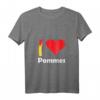 I love Pommes T-Shirt für Damen mit V-Ausschnitt – Herzmotiv, perfekt für Pommes-Fans & Imbissbesucherinnen