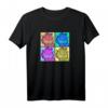 HapPanda Pop Color 4 Grid T-Shirt - Buntes, lizenziertes Geburtstags-Shirt für Männer