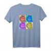 HapPanda Pop Color 4 Grid T-Shirt - Buntes, lizenziertes Geburtstags-Shirt für Männer