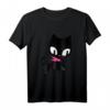 Pussy Deluxe Black Cat T-Shirt mit pinkfarbenem Halstuch – Exklusives Lizenzprodukt für Katzenliebhaber