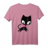 Pussy Deluxe Black Cat T-Shirt mit pinkfarbenem Halstuch – Exklusives Lizenzprodukt für Katzenliebhaber