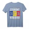 HapPanda Rumänien Flagge T-Shirt – Klassisch geschnitten mit doppelt genähtem Saum